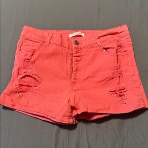 Peach Distressed Women Shorts